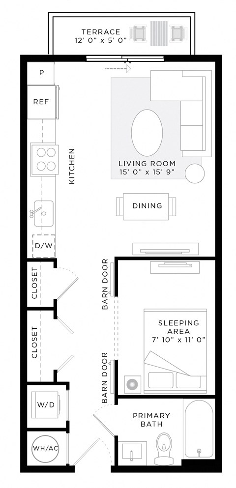 Studio 1 Bath 548 Sq.Ft. ST Floor Plan at Mayla Pompano, Pompano Beach, 33062